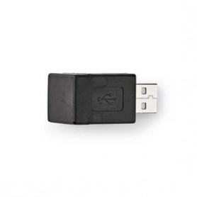 Adaptateur USB-A | USB 2.0 | USB-A Mâle | USB-A Femelle | 480 Mbps | Rond | Plaqué nickel | PVC | Noir | Boîte
