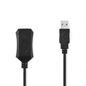 Câble USB actif | USB 2.0 | USB-A Mâle | USB-A Femelle | 480 Mbps | 5.00 m | Rond | Plaqué nickel | PVC | Cuivre | Label