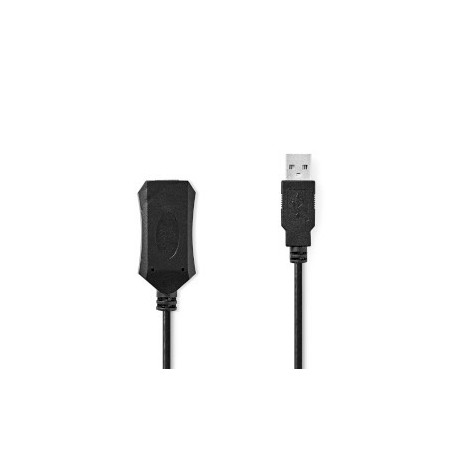 Câble USB actif | USB 2.0 | USB-A Mâle | USB-A Femelle | 480 Mbps | 5.00 m | Rond | Plaqué nickel | PVC | Cuivre | Label