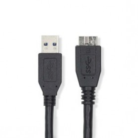 Câble USB | USB 3.2 Gen 1 | USB-A Mâle | USB Micro-B mâle | 5 Gbps | Plaqué nickel | 0.50 m | Rond | PVC | Noir | Label