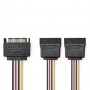 Câble d\'alimentation interne | SATA 15-Pin Mâle | 2x SATA 15 broches femelle | Plaqué or | 0.15 m | Rond | PVC | Multicolore | 
