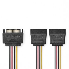 Câble d\'alimentation interne | SATA 15-Pin Mâle | 2x SATA 15 broches femelle | Plaqué or | 0.15 m | Rond | PVC | Multicolore | 
