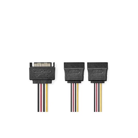 Câble d\'alimentation interne | SATA 15-Pin Mâle | 2x SATA 15 broches femelle | Plaqué or | 0.15 m | Rond | PVC | Multicolore | 