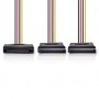 Câble d\'alimentation interne | SATA 15-Pin Mâle | 2x SATA 15 broches femelle | Plaqué or | 0.15 m | Rond | PVC | Multicolore | 