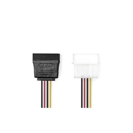 Câble d\'alimentation interne | Molex Male | SATA 15 broches femelle | Plaqué or | 0.15 m | Rond | PVC | Multicolore | Boîte