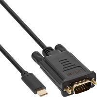 Câble d'affichage USB InLine®, USB Type-C mâle à VGA mâle (mode alternatif DP), noir, 2 m