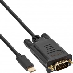 Câble d'affichage USB InLine®, USB Type-C mâle à VGA mâle (mode alternatif DP), noir, 3 m