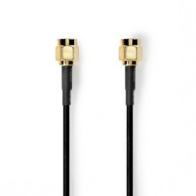 Câble d\'antenne | SMA Mâle | SMA Mâle | Plaqué or | 50 Ohm | Blindé simple | 2.00 m | Rond | PVC | Noir | Label
