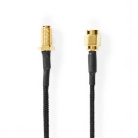Câble d\'antenne | SMA femelle | SMA Mâle | Plaqué or | 50 Ohm | Blindé simple | 0.50 m | Rond | Tressé | Noir | Boîte