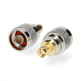 Adaptateur SMA | SMA Mâle | N Mâle | Plaqué or | 50 Ohm | Droit | Cuivre | Argent / Or | 2 pièces | Boîte