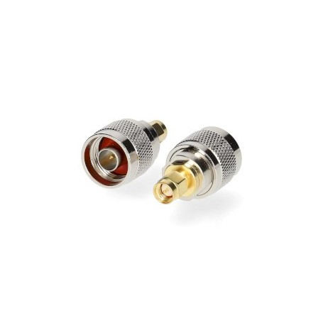 Adaptateur SMA | SMA Mâle | N Mâle | Plaqué or | 50 Ohm | Droit | Cuivre | Argent / Or | 2 pièces | Boîte