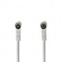 Câble Coax | IEC (Coax) Mâle | IEC (Coax) Femelle | Plaqué nickel | 120 dB | 75 Ohm | Quad blindé | 3.00 m | Rond | PVC | Blanc 