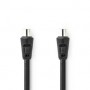Câble Coax | IEC (Coax) Mâle | IEC (Coax) Mâle | Plaqué nickel | 90 dB | 75 Ohm | Double blindage | 1.50 m | Rond | PVC | Noir |