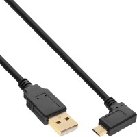 Câble InLine® Micro USB 2.0 USB Type A mâle à Micro-B coudé noir 0.5m