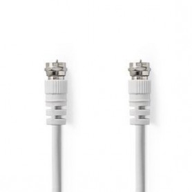 Câble d\'antenne et de satellite | F Mâle | F Mâle | Plaqué nickel | 75 Ohm | Double blindage | 10.0 m | Rond | PVC | Blanc | Bo