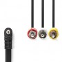 Câble vidéo audio | 3.5 mm Mâle | 3x RCA mâle | Plaqué nickel | 2.00 m | Rond | PVC | Noir