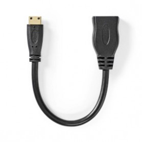 Câble HDMI Haute Vitesse avec ethernet | HDMI™ Mini Connecteur | Sortie HDMI ™ | 4K@30Hz | 10.2 Gbps | 0.20 m | Rond | PVC | Noi