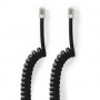 Câble Telecom | RJ10 Mâle | RJ10 Mâle | 2.00 m | Conception de câble: Enroulé | Type de câble: RJ10 | Noir