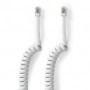 Câble Telecom | RJ10 Mâle | RJ10 Mâle | 2.00 m | Conception de câble: Enroulé | Type de câble: RJ10 | Blanc