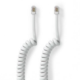 Câble Telecom | RJ10 Mâle | RJ10 Mâle | 2.00 m | Conception de câble: Enroulé | Type de câble: RJ10 | Blanc