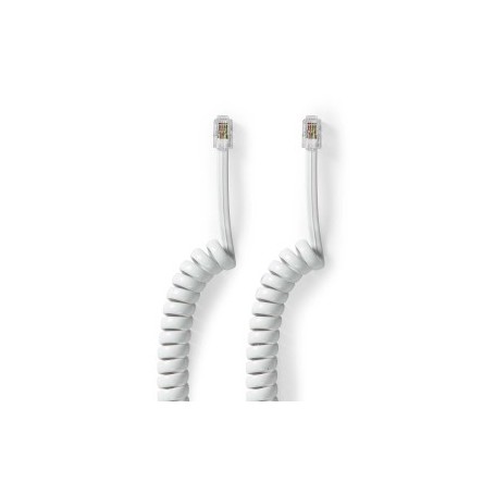 Câble Telecom | RJ10 Mâle | RJ10 Mâle | 2.00 m | Conception de câble: Enroulé | Type de câble: RJ10 | Blanc