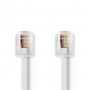 Câble Telecom | RJ11 Mâle | RJ11 Mâle | 10.0 m | Conception de câble: Plat | Placage: Plaqué or | Type de câble: RJ11 | Blanc