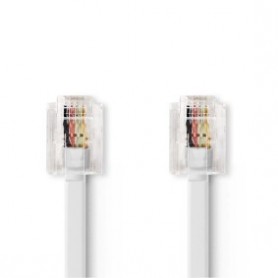 Câble Telecom | RJ11 Mâle | RJ11 Mâle | 10.0 m | Conception de câble: Plat | Placage: Plaqué or | Type de câble: RJ11 | Blanc