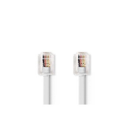 Câble Telecom | RJ11 Mâle | RJ11 Mâle | 10.0 m | Conception de câble: Plat | Placage: Plaqué or | Type de câble: RJ11 | Blanc