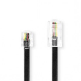 Rallonge de Câble de Télécommunication | RJ11 Mâle | RJ45 Male | 5.00 m | Conception de câble: Plat | Placage: Plaqué or | Type 