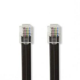 Câble Telecom | RJ12 Mâle | RJ12 Mâle | 1.00 m | Conception de câble: Plat | Type de câble: RJ12 | Noir