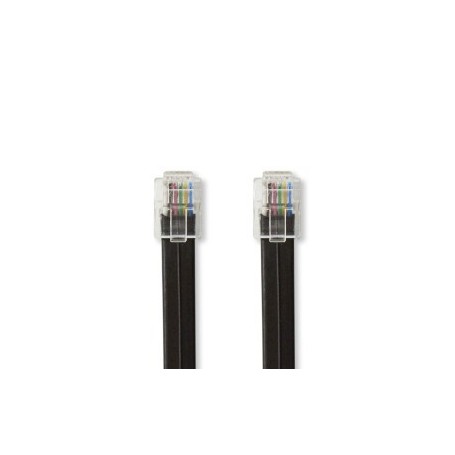 Câble Telecom | RJ12 Mâle | RJ12 Mâle | 1.00 m | Conception de câble: Plat | Type de câble: RJ12 | Noir
