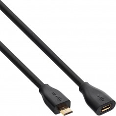 Rallonge InLine® Micro-USB, USB 2.0 Micro-B M / F, noir / or, 2 m