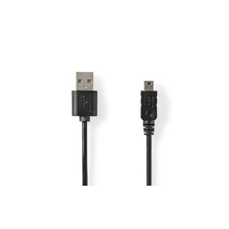 Câble USB | USB 2.0 | USB-A Mâle | Mini 5-Pin Mâle | 480 Mbps | Plaqué nickel | 2.00 m | Rond | PVC | Noir | Label