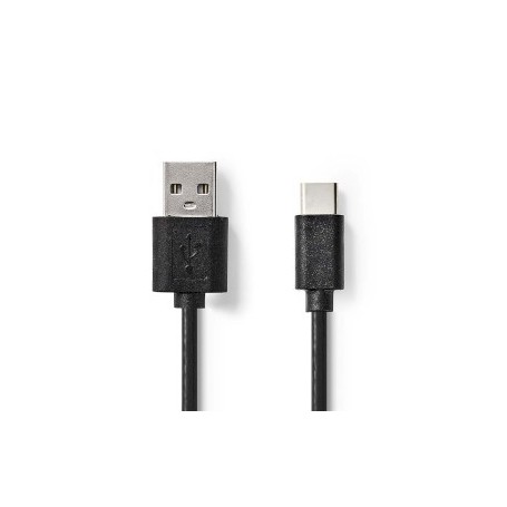 Câble USB | USB 2.0 | USB-A Mâle | USB-C™ Mâle | 2.5 W | 480 Mbps | Plaqué nickel | 2.00 m | Rond | PVC | Noir | Label