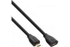 Rallonge InLine® Micro-USB, USB 2.0 Micro-B M / F, noir / or, 3 m