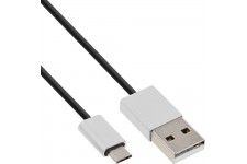 Câble InLine® Micro-USB 2.0, fiche USB-A à fiche Micro-B, noir / alu, flexible, 2 m