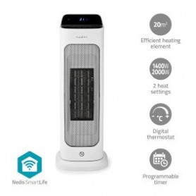 Radiateur soufflant PTC en céramique SmartLife | Wi-Fi | 2000 W | 2 Réglages de Chaleur | Oscillation | Afficher | 10 - 49 °C | 