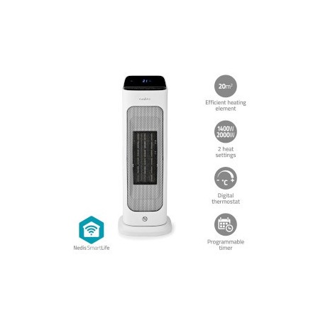 Radiateur soufflant PTC en céramique SmartLife | Wi-Fi | 2000 W | 2 Réglages de Chaleur | Oscillation | Afficher | 10 - 49 °C | 