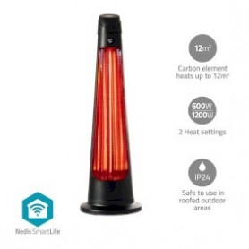 SmartLife Chauffe-patios | Wi-Fi | 1200 W | 2 Réglages de Chaleur | Oscillation | Protection contre les chutes | IP24 | Noir