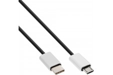 Câble USB 2.0 InLine®, fiche de type C à fiche Micro-B, noir / alu, flexible, 0,5 m