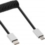 Câble spiralé InLine® USB 2.0, fiche type C à fiche Micro-B, noir / alu, flexible, 3 m
