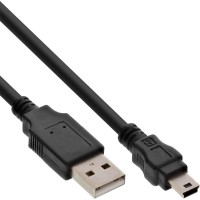 Câble USB 2.0 Mini, InLine®, prise A à Mini-B prise (5 broches.), noir, 5m