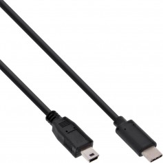 Câble USB 2.0 InLine®, type C mâle à Mini-B mâle (5 broches), noir, 1 m