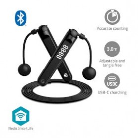 SmartLife Sports de Plein Air | Corde à sauter | Bluetooth | Dual Hall sensor | Affichage LED | PVC | 3.00 m | Balles sans fil /