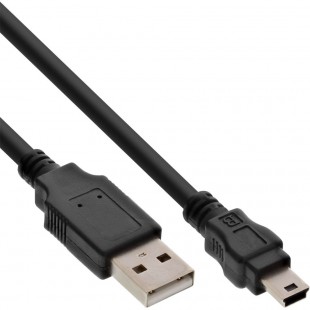 Câble USB 2.0 Mini, InLine®, prise A à Mini-B prise (5 broches.), noir, 0,3m