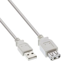USB 2.0 Rallonge, InLine®, mâle/fem. type A, beige/gris, 3m