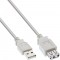 USB 2.0 Rallonge, InLine®, mâle/fem. type A, beige/gris, 5m