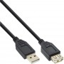 USB 2.0 Rallonge, InLine®, mâle/fem. type A, noir, contacts or, 1m