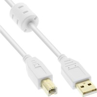 Câble InLine® USB 2.0 de type A à B, blanc / or avec starter en ferrite, 3 m