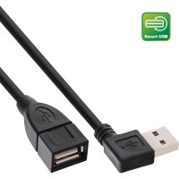 InLine® USB 2.0 Smart Cable coudé + réversible Type A mâle à femelle noir 1m